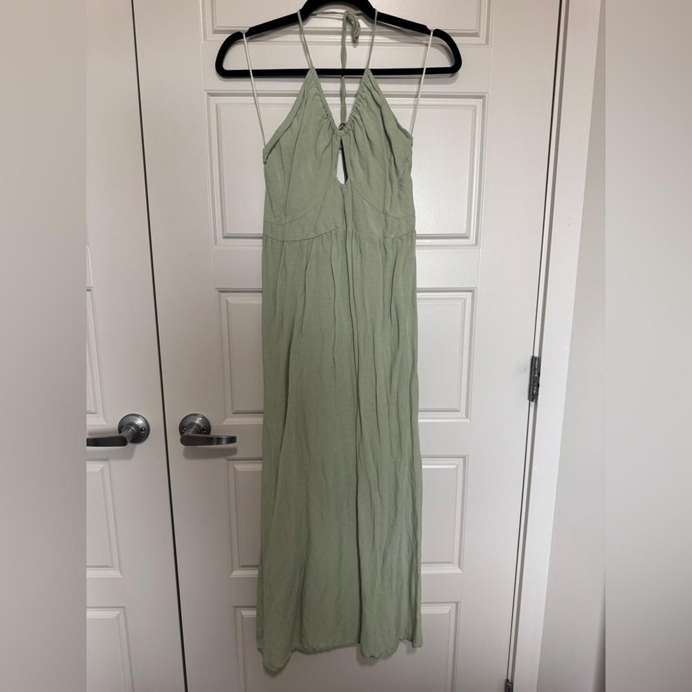 Mango Light Green Halter Maxi Dress